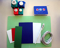 手袋のカード（青）の材料と道具）